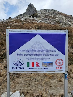 Sign for the Lobuche Pyramid Research Lab