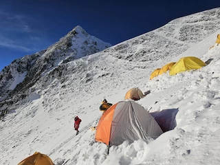 View from High Camp to the Geneva Spur and Everest.